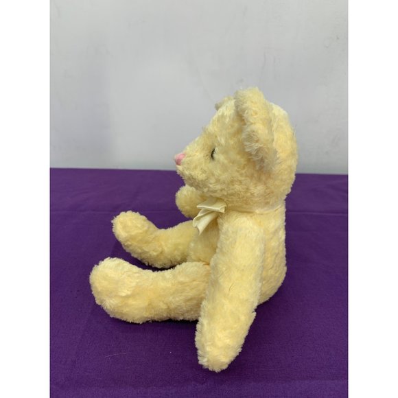 Aurora 6 Inch Sitting Bear Yellow with yellow bow plastic black eyes pellets - Picture 4 of 10